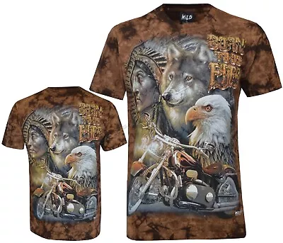 Buy Tie Dye T-Shirt BORN TO BE FREE Native American Indian Eagle Glow InDark By Wild • 17.99£