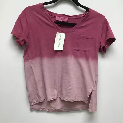 Buy Double Zero Womens T-Shirt Pink Ombre Short Sleeve Pocket Slit 100% Cotton S New • 5.46£