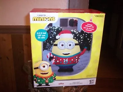 Buy Gemmy 3.5' Airblown Minion Otto In Christmas Sweater & Santa Hat Inflatable • 141.57£