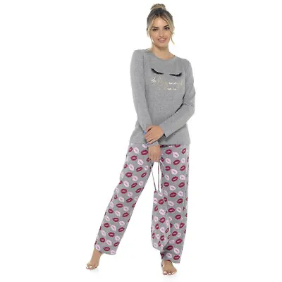 Buy Ladies Womens Girls Pyjamas Set Grey Long Sleeve Cotton • 9.99£