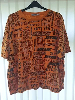 Buy Official Billie Eilish Oversized Graffiti T Shirt Orange Short Sleeve Size XL  • 10.99£