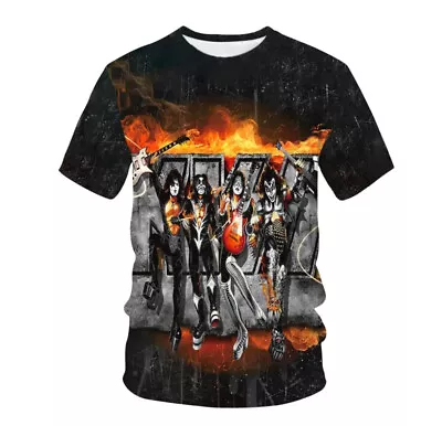 Buy Summer Kids Boys Girls Adult Kiss Live Band Music  3D Print  T-shirt Tops  NEW • 12.99£