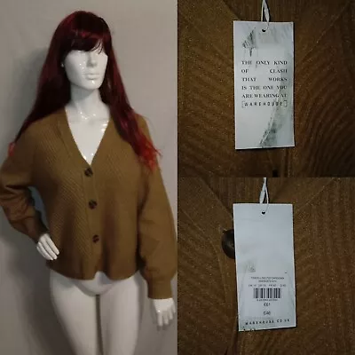 Buy NEW RRP £46 Warehouse Womens Button Front Soft Fluffy Knitted Rib Cardigan UK 14 • 29.95£