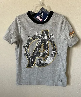 Buy Gap Fit Gray Marvel Avengers Infinity Boys' Short Sleeve T Shirt Size XS 4/5 • 16.08£