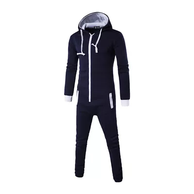 Buy Fashion Men One Piece Hoodie Fleece Pullover Hooded Sweatsuit • 30.98£