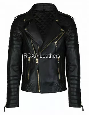 Buy Latest Elegant Men Genuine Lambskin Real Leather Heavy Quilted Black Jacket • 112.80£