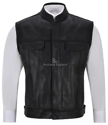 Buy OUTLAWS SOA Bikers Waistcoat Vest Mens MOTORCYCLE Classic Style Cowhide Gilet • 89.80£