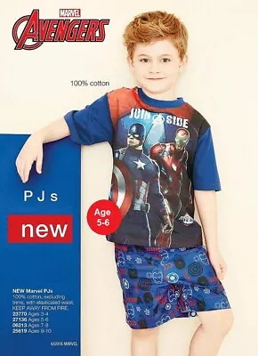 Buy Boys Marvel Shortie PJs Age 5-6 Exclusive To Avon 100% Cotton • 12.25£