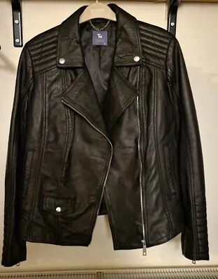 Buy Black Biker Style Jacket, Genuine Leather, Size 12, Never Worn • 50£