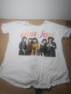 Buy Bon Jovi T Shirt Women’s 2017 Band Merch Size XL White (Preowned) • 8.89£