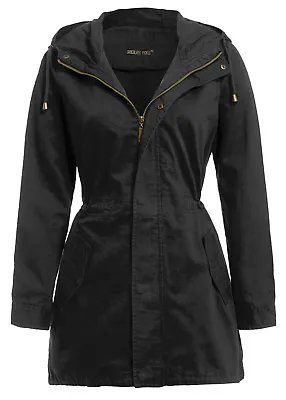 Buy New Ladies Hooded Cotton Twill Parka Jacket Fish Tail Winter Coat 8-24 • 26.99£