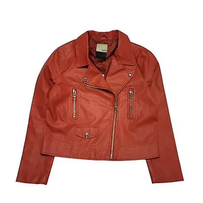 Buy Trend Red Faux Leather Zipped Jacket Uk Women's Size 12 Bnwt CC258 • 39.99£