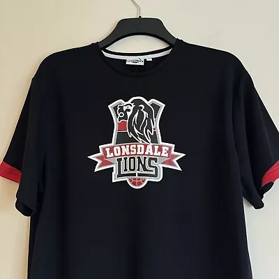 Buy Lonsdale Lions Jersey Extra Large Black Logo Graphic Tshirt Shirt • 14.99£