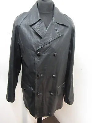 Buy Vintage 50's Italian Military Leather Trench Jacket Size M Wool Lined, • 79£
