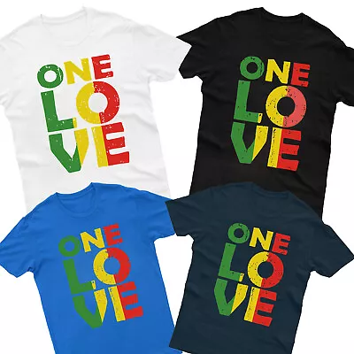 Buy One Love Mens Kids T Shirt Rasta Reggae Music Jamaican Pride Africa Unisex Tee • 10.49£