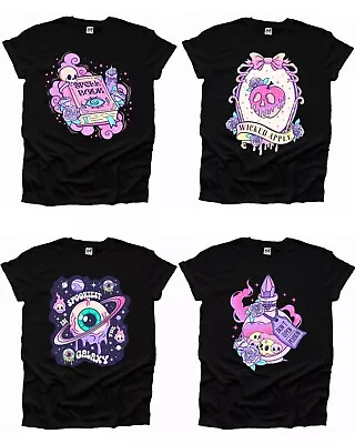 Buy Spooky Bat Flower Pink Cute Skull Skeleton Gothic Emo Cute Halloween Tshirt UK • 12.99£