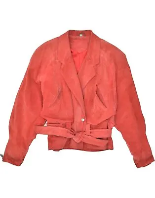 Buy VINTAGE Womens Leather Jacket IT 44 Medium Red AV30 • 26.57£