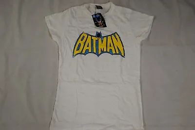Buy Batman Distressed Comic Logo Ladies Skinny T Shirt New Official Rare • 7.99£
