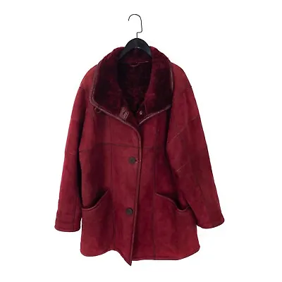 Buy FRIITALA Finland Rare Vintage Red Leather Fur Lined Coat Jacket - UK 12 • 40£