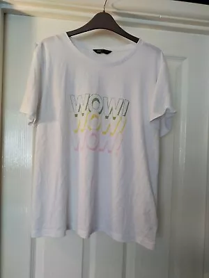 Buy Marks And Spencer Ladies White Short Sleeved T Shirt. Size 14. Wow Wow Wow • 3.20£