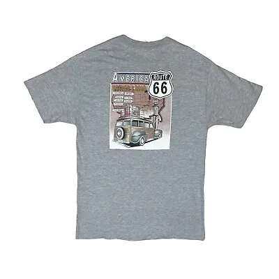 Buy VINTAGE Usa Route 66 Mens Graphic T Shirt Diamond Star Grey Americana LARGE  • 4.95£