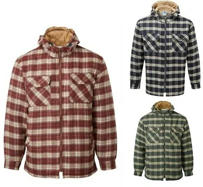 Buy Mens Padded Work Jacket Builder Sherpa Fleece Lined Lumberjack Checked Thermal • 32.95£