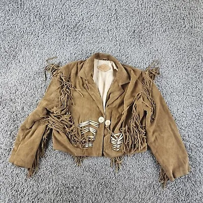 Buy Stars And Stripes Jacket Womens 2XL XXL Suede Brown Leather F8-A5 • 49.99£