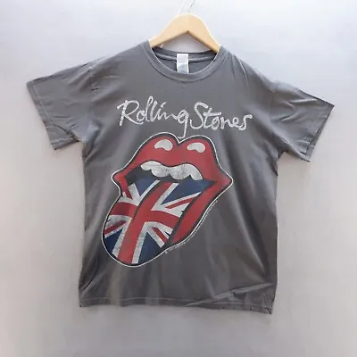Buy The Rolling Stone Grey T Shirt Medium Union Jack Graphic Print Lips Rock Band • 8.99£