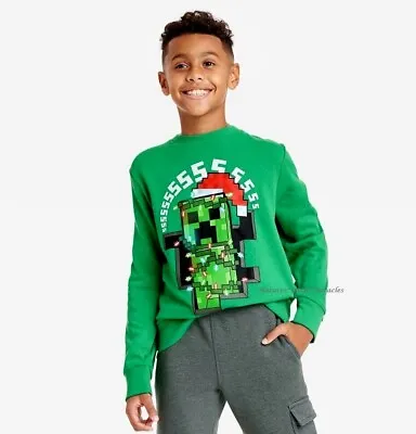 Buy MINECRAFT Christmas Shirt Boys Size 4-18 XL Holiday Sweatshirt Sweater Girls NWT • 19.29£