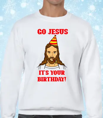 Buy Go Jesus Birthday Funny Christmas Jumper Festive Elf Xmas Top Fun Joke New Fun • 14.99£