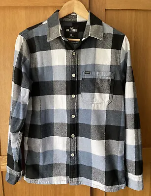 Buy Hollister Men’s XS /Teen Boy Blue Checked 100% Brushed Cotton Flannel Shirt EUC. • 14.50£