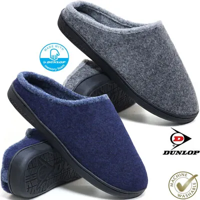 Buy Mens Dunlop Memory Foam Slippers Winter Warm Fur Cosy Indoor Slip On Shoes Size • 11.95£