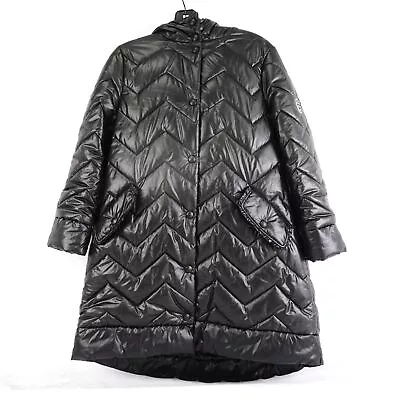 Buy Monnalisa Chevron Down Jacket With Hood And Logo In Black - Girls Size Small • 59.18£