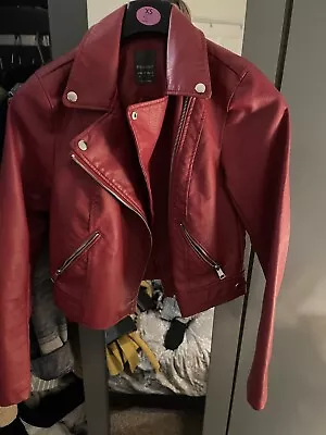Buy Red Leather Jacket Women Size 6 • 6£