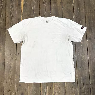 Buy Dickies T-Shirt Y2K USA Short Sleeve Pocket Workwear Tee, White, Mens XL • 18£