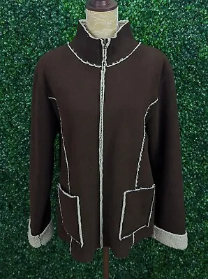 Buy Monsoon Jacket Women Sherpa Coat Full Zip Long Sleeve Brown UK 14 • 17.36£