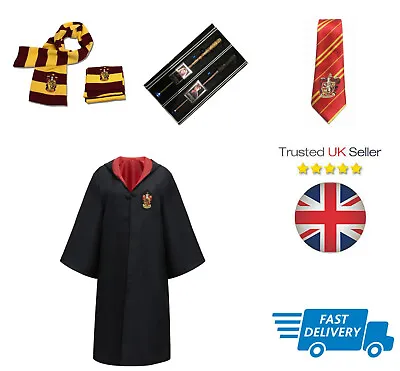 Buy Premium Hogwarts Gryffindor Harry Potter Cloak Robe Led Wand Scarf Tie Uk Seller • 9.99£