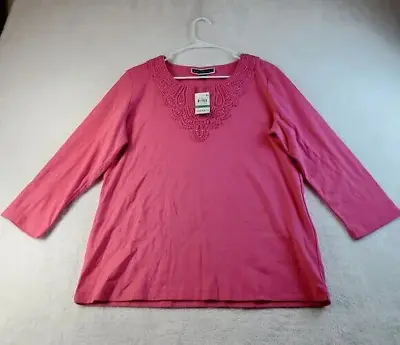 Buy Karen Scott T Shirts Top Womens Size Large Pink Cotton Long Sleeve Round Neck • 15.87£