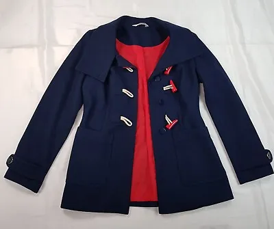 Buy Kit Size M Uk10 Womens Navy Blue Wool Blend Duffle Pea Coat Ladies Winter Jacket • 19.98£