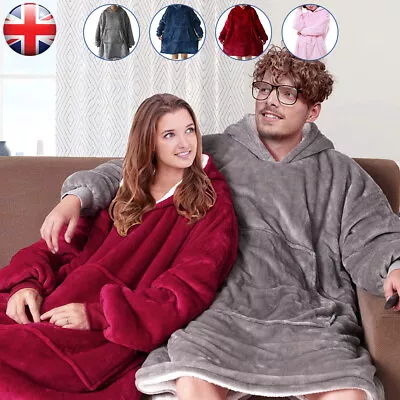 Buy Adult Hooded Reversible Blanket Super Soft Fleece Sherpa Wearable Hoodie Jumper • 11.92£