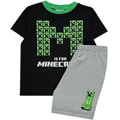 Buy Boys Kids Children Minecraft Short Sleeve Pyjamas T-Shirt Shorts Age 6-14years • 10.99£