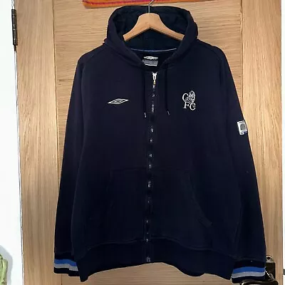 Buy Umbro Chelsea FC Football Training Hoodie Zip Up Sweatshirt Navy Blue Size Large • 32£