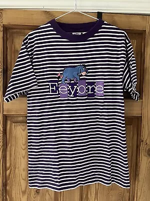 Buy 90s Vintage Eeyore Purple Stripe Tshirt Winnie The Pooh The Disney Store Size S • 19.99£