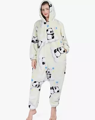 Buy Women’s Fleece Pyjamas Panda Party Cosplay Fluffy Plush All In One Hoodie • 21.99£