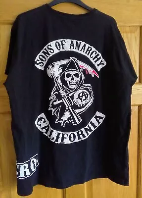 Buy Mens Sons Of Anarchy Black Print Biker Short Sleeved T-Shirt Top Size Medium • 4.99£