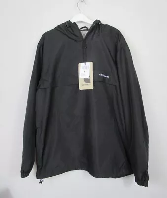 Buy Carhartt Mens Black/White Windbreaker Pullover Jacket Size M - L - XL • 46.40£