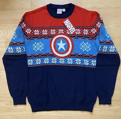 Buy Large 41  Inch Chest Captain America Ugly Christmas Jumper Sweater Xmas Marvel • 29.99£