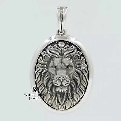 Buy Oval African Lion King Animal Pendant 925 Silver Oxidized Gift Jewelry • 99.19£