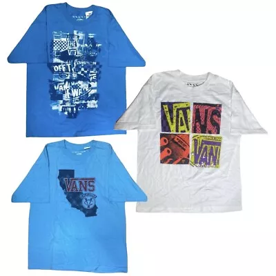 Buy Vans Off The Wall Kids Boys White Blue Short Sleeve Print T-Shirts Size XL New • 12.99£