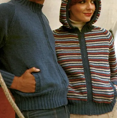 Buy Zip Up Hoodie & Zip Up Jacket Mens And Womens Knitting Pattern 32-42” DK • 1.75£